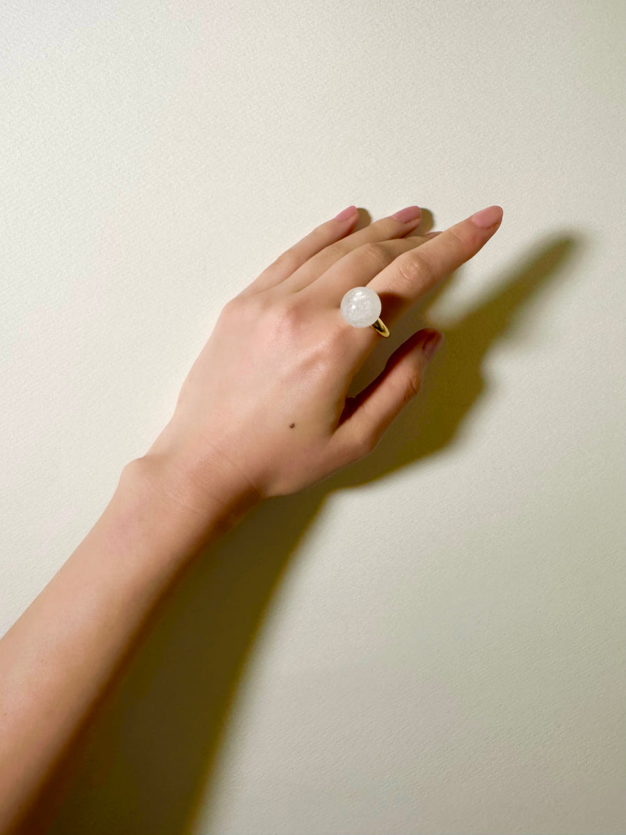 (レインボームーンストーン/gold) acorn ball ring