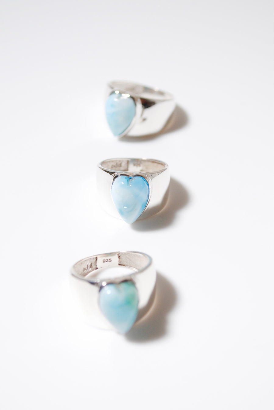 (ラリマー/silver) long heart rough ring
