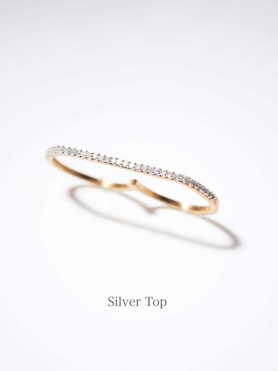 (White Topaz) straight bar double finger ring