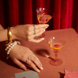 (モアサナイト/gold）cross  rhythm double finger ring