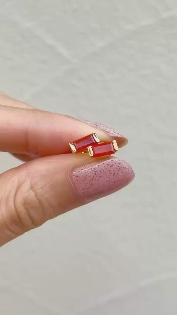(カーネリアン/gold) mini rect boad earring