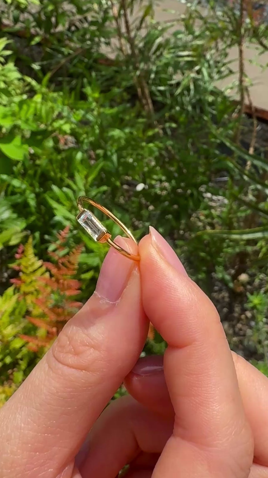 (ブルートパーズ/gold) mini rect boad ring