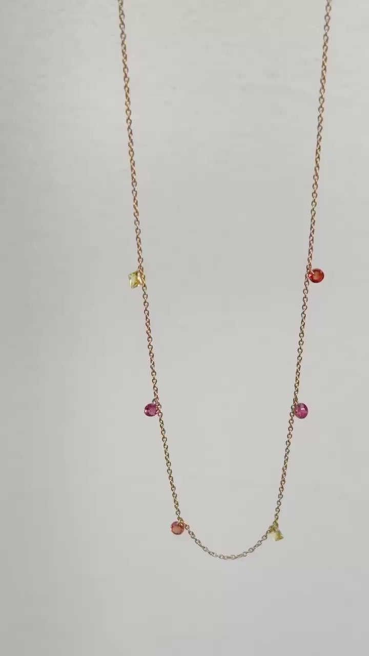 (マルチサファイア_ピンクトルマリン/gold) nude multi shape necklace