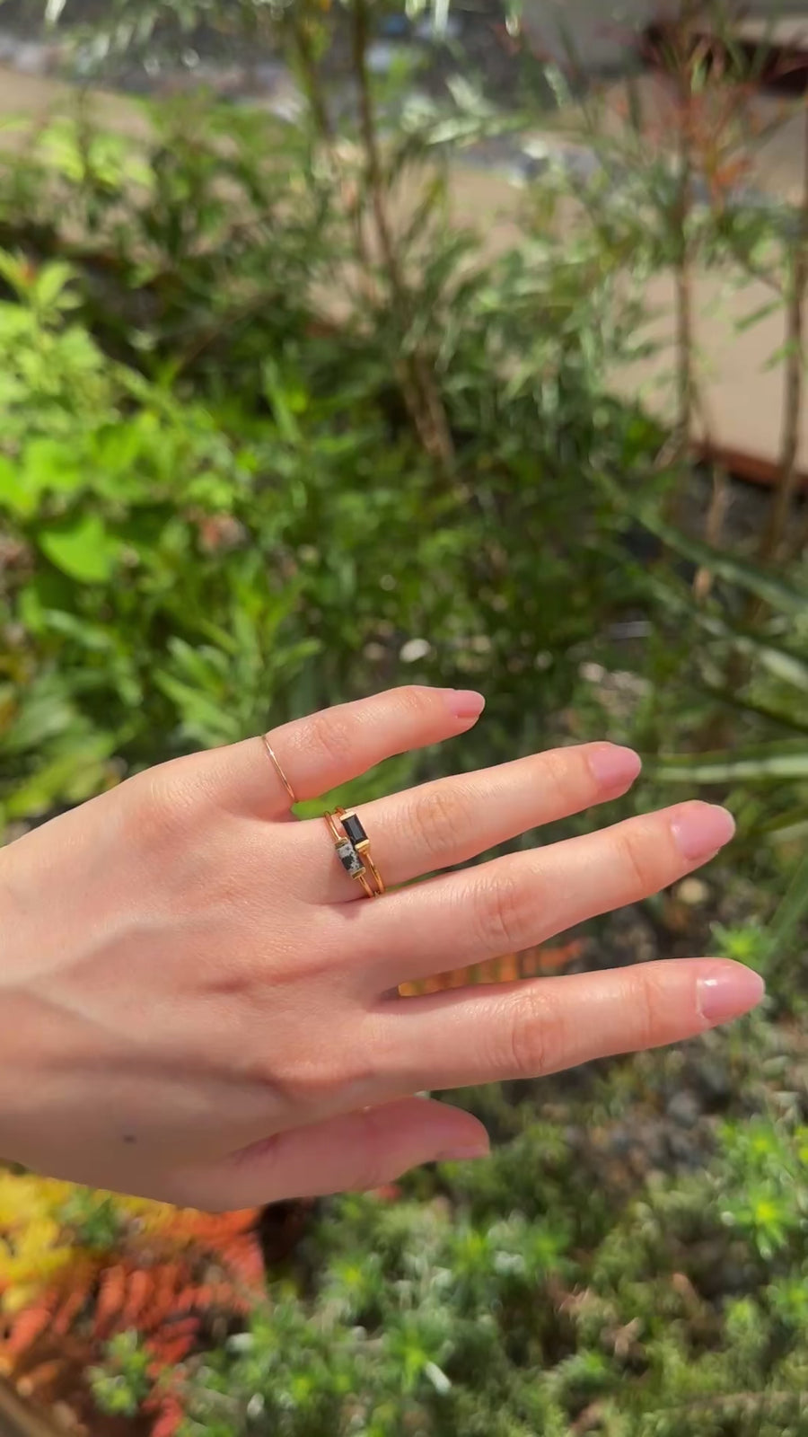 (ブラックオニキス/gold) mini rect boad ring