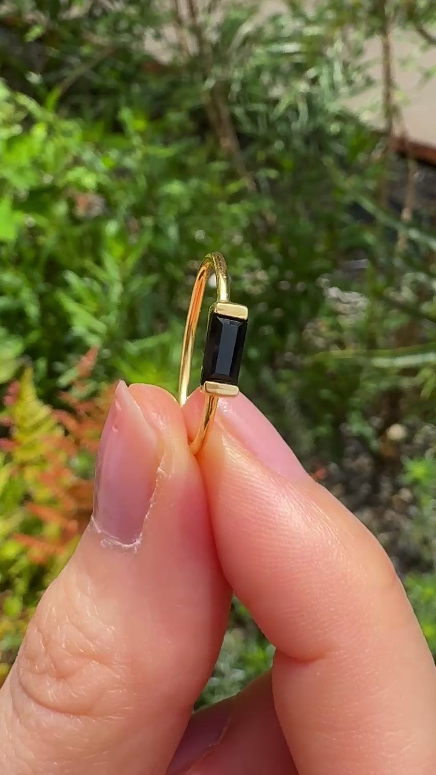 (ブラックオニキス/gold) mini rect boad ring
