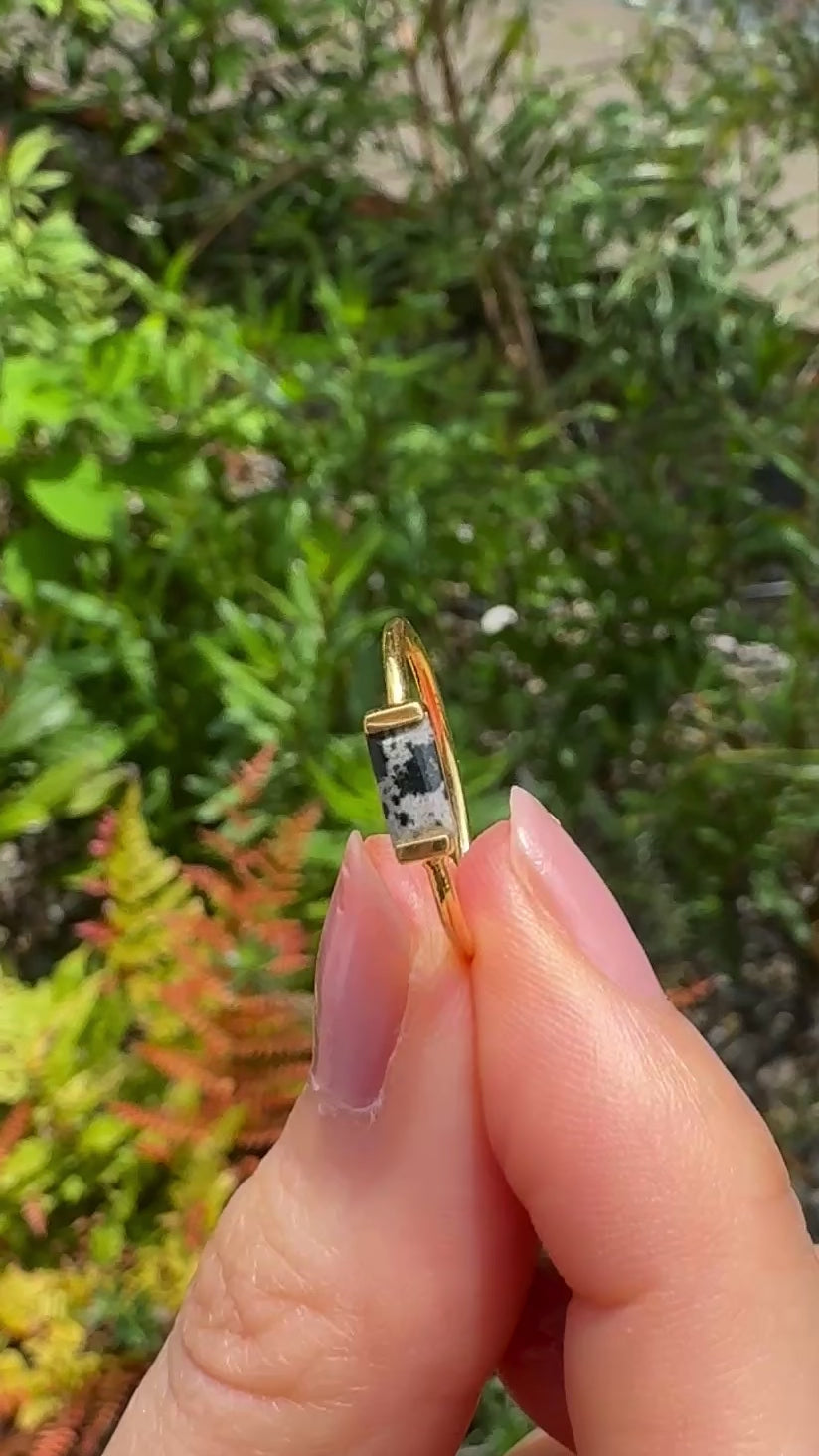 (ダルメシアンジャスパー/gold) mini rect boad ring