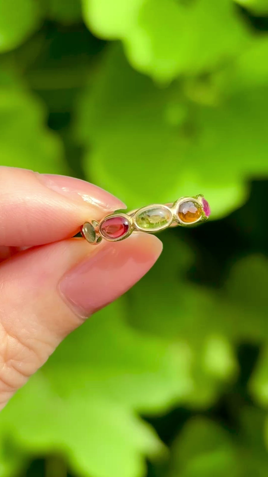 (マルチトルマリン/gold) oval horizon CAB eternity ring