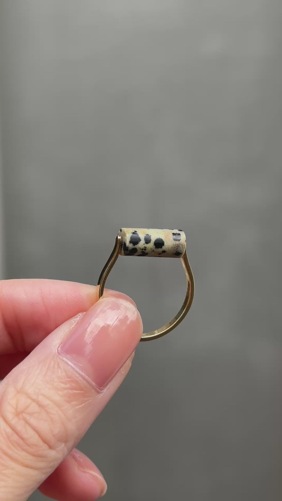 (ダルメシアンジャスパー/gold) rolling ring