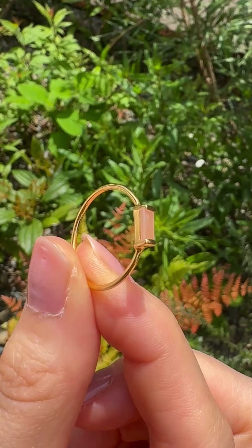 (ピーチムーンストーン/gold) mini rect boad ring