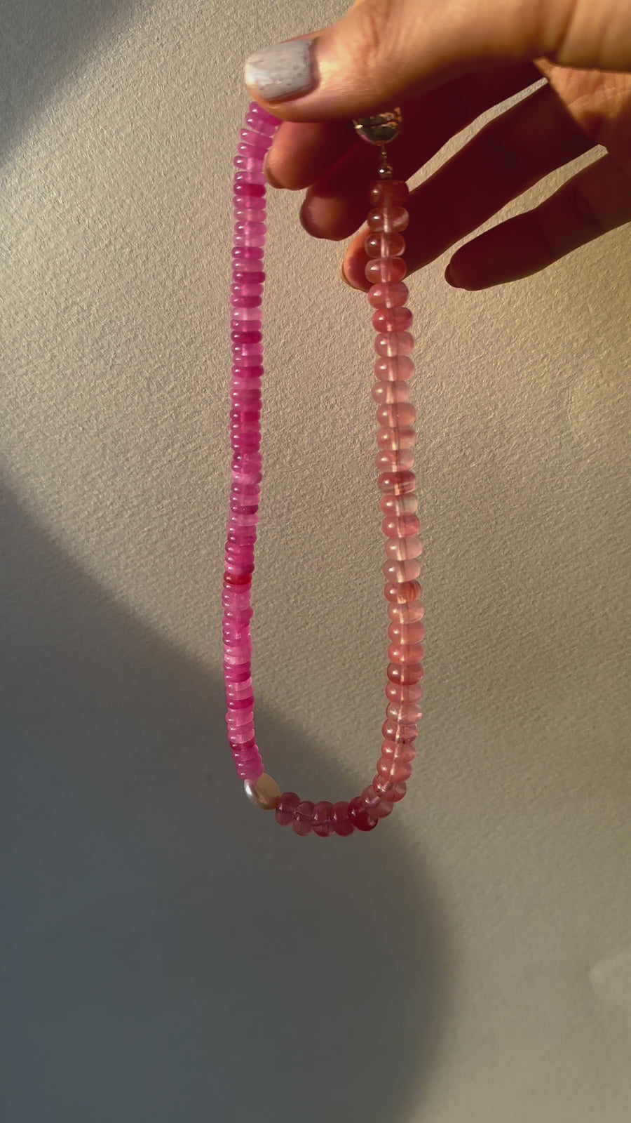 (Pink Quartz/Strawberry Quartz) 2-way Playful Rosary Necklace #001