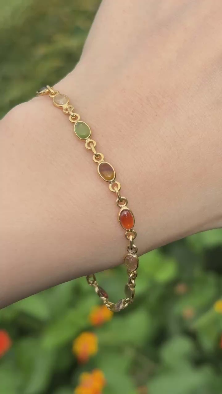 (マルチトルマリン/gold) oval horizon CAB eternity bracelet