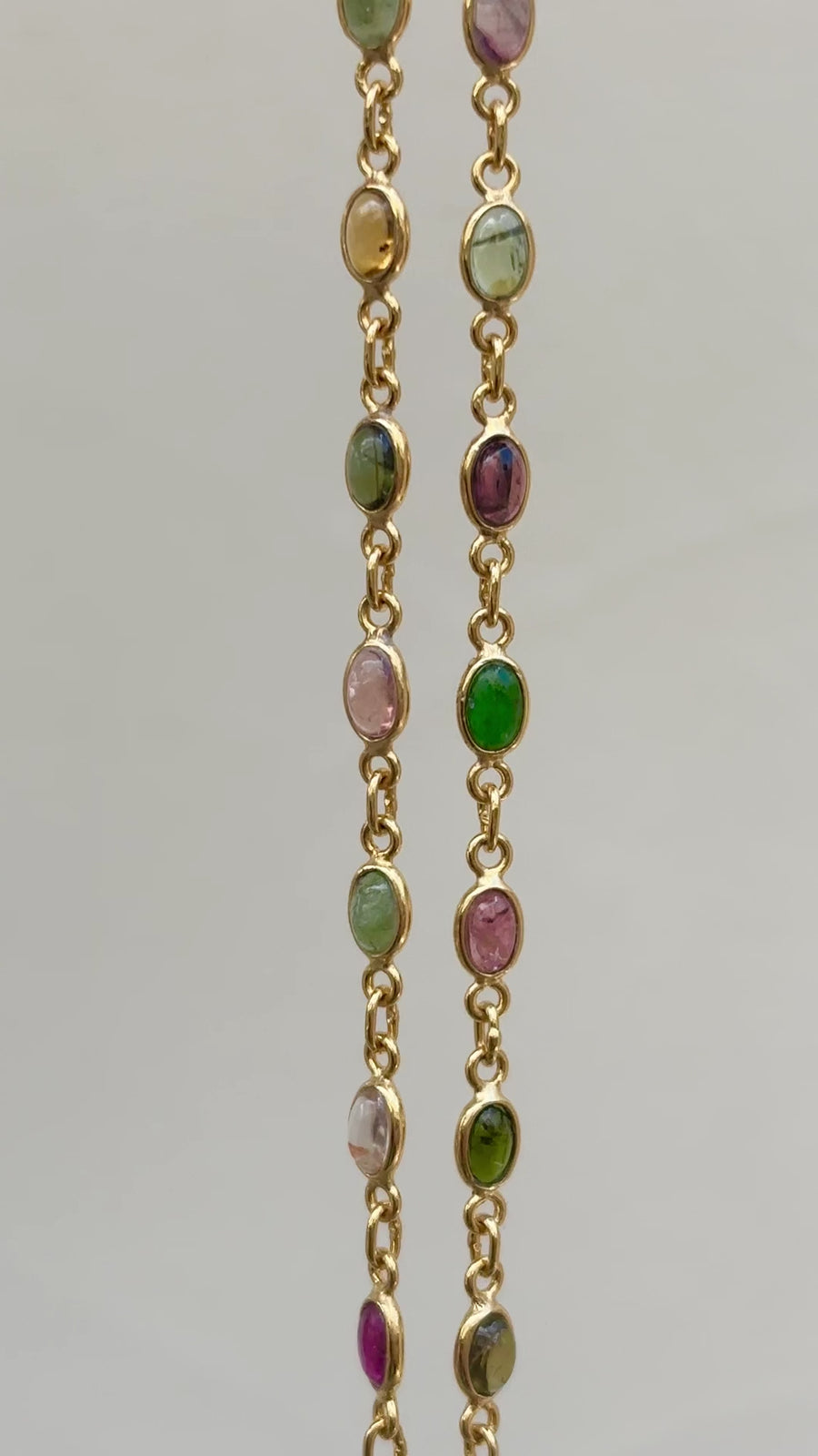 (マルチトルマリン/gold) oval horizon CAB eternity necklace