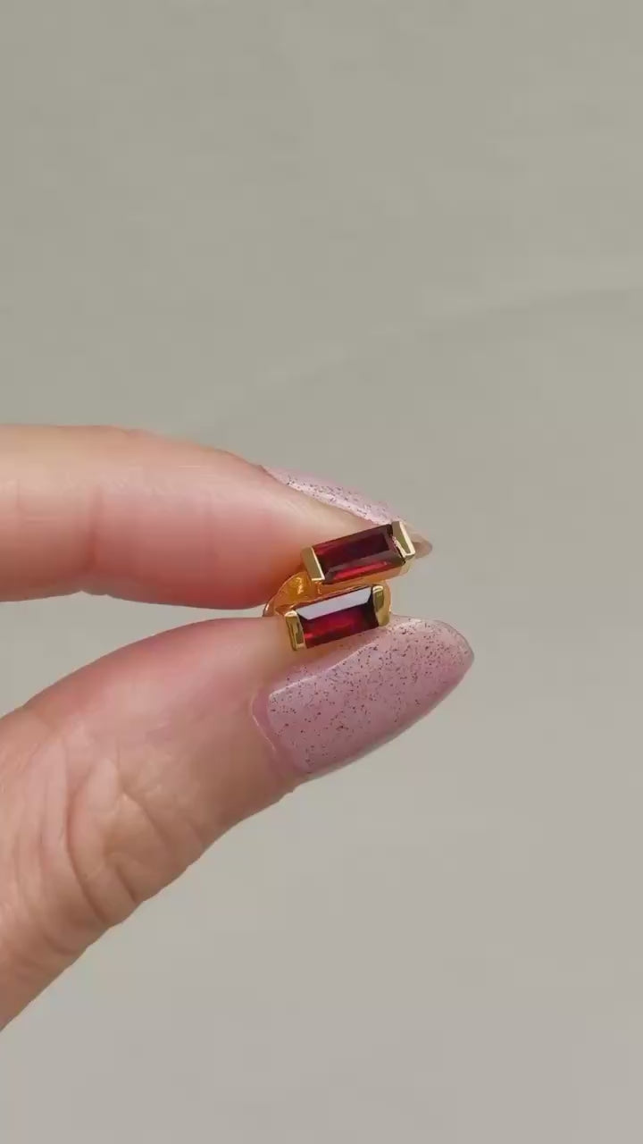 (ガーネット/gold) mini rect boad earring