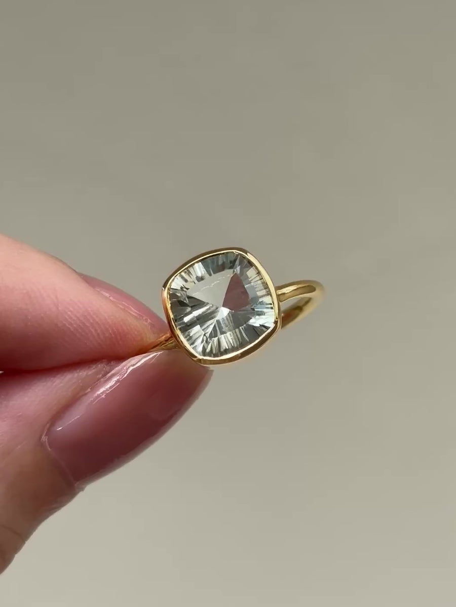 (グリーンアメジスト/gold) corn cave cushion ring