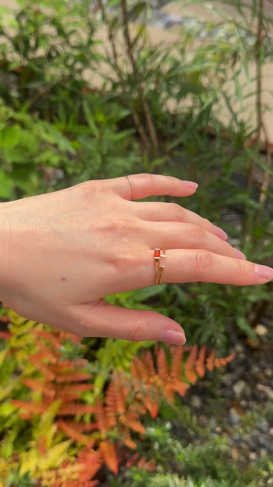 (カーネリアン/gold) mini rect boad ring