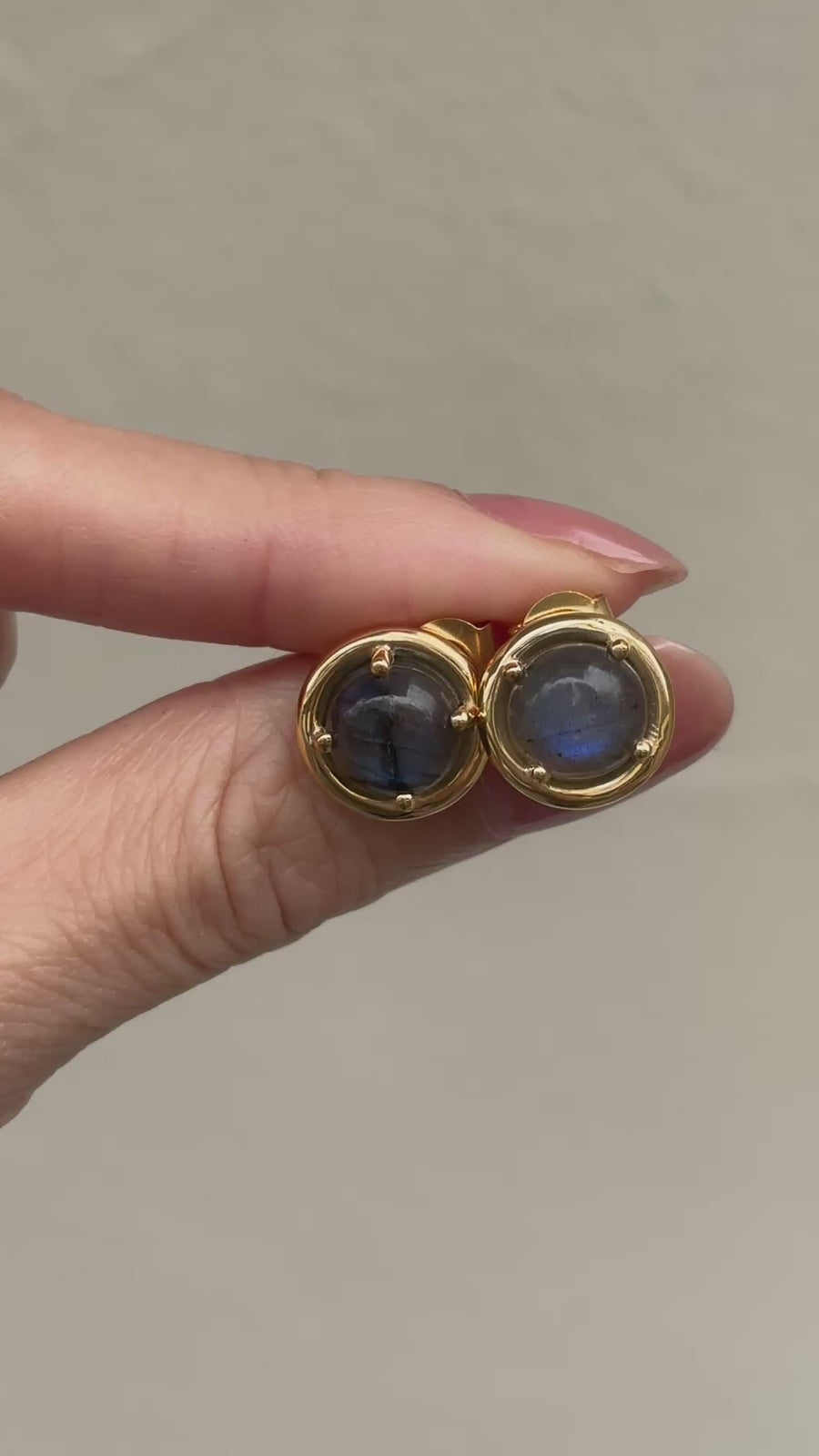 (ラブラドライト/gold) rope around-circle- earring