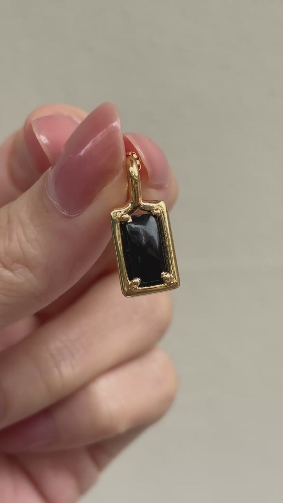 (ブラックジャスパー/gold) rope around-rect- necklace