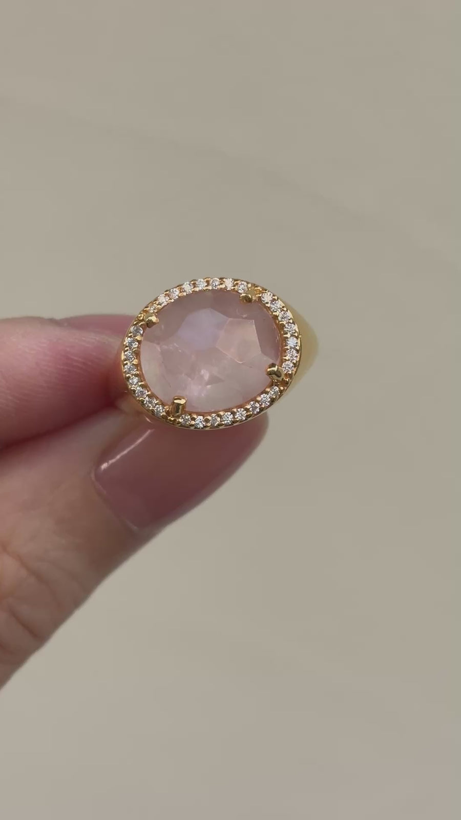 (ローズクオーツ/gold) marie ring