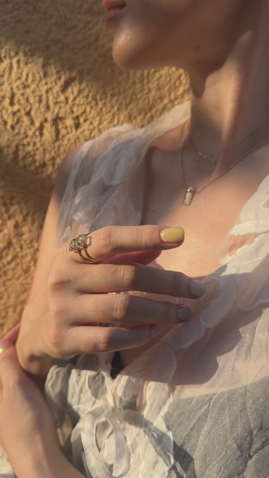 (ブラックルチルインクオーツ/gold) rect bandage necklace