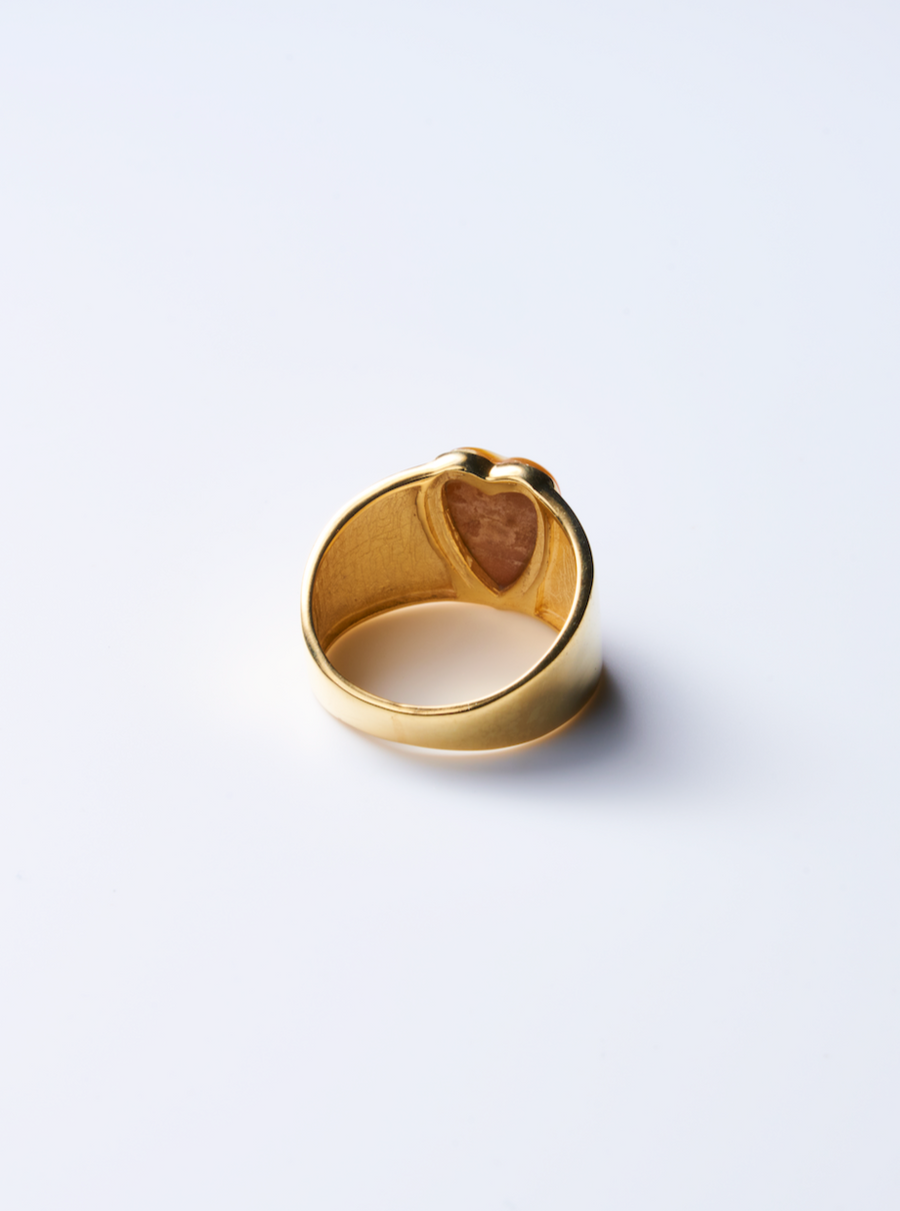 (Mother of pearl/gold) long heart rough ring