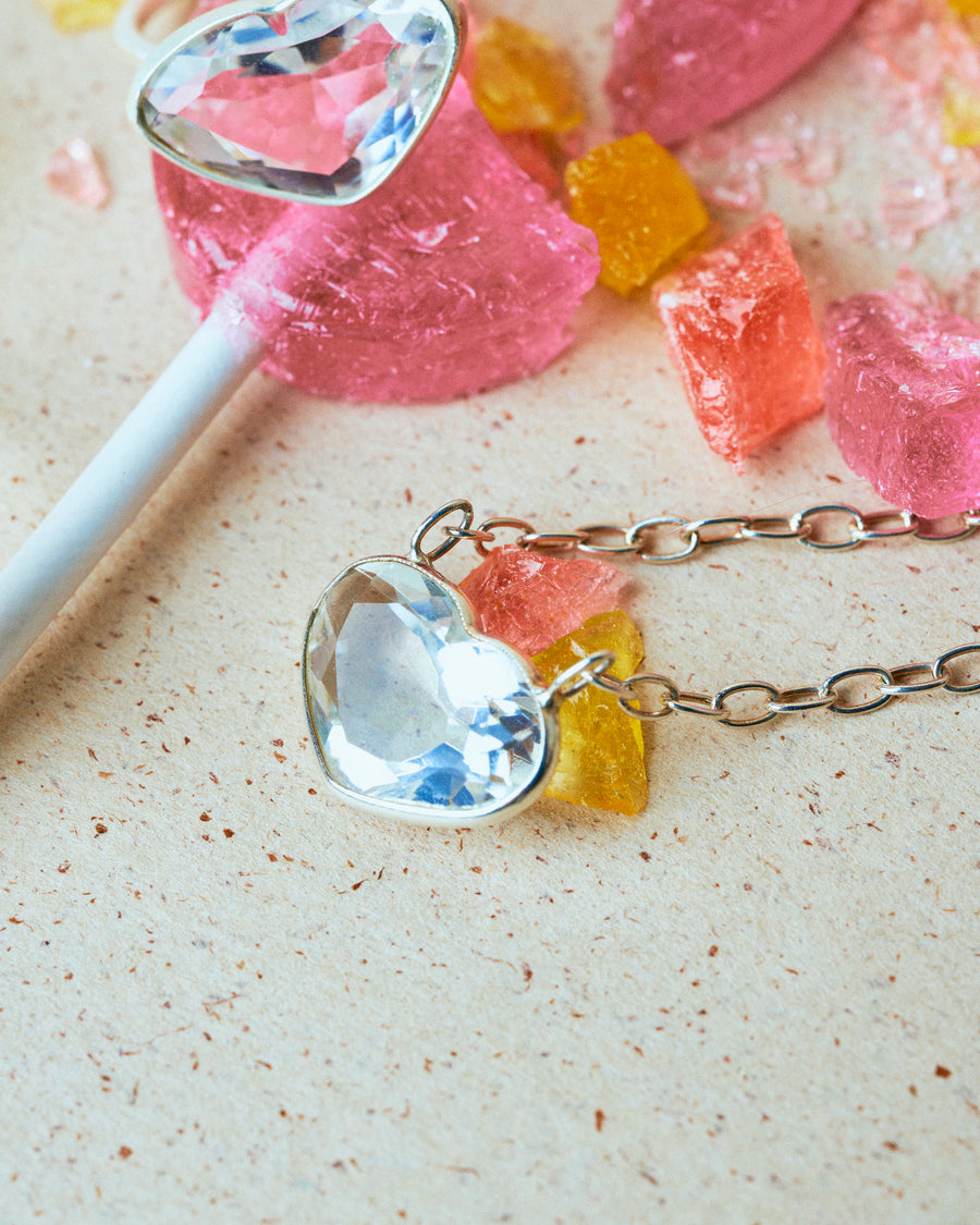 (Crystal/silver): Ms.heart necklace