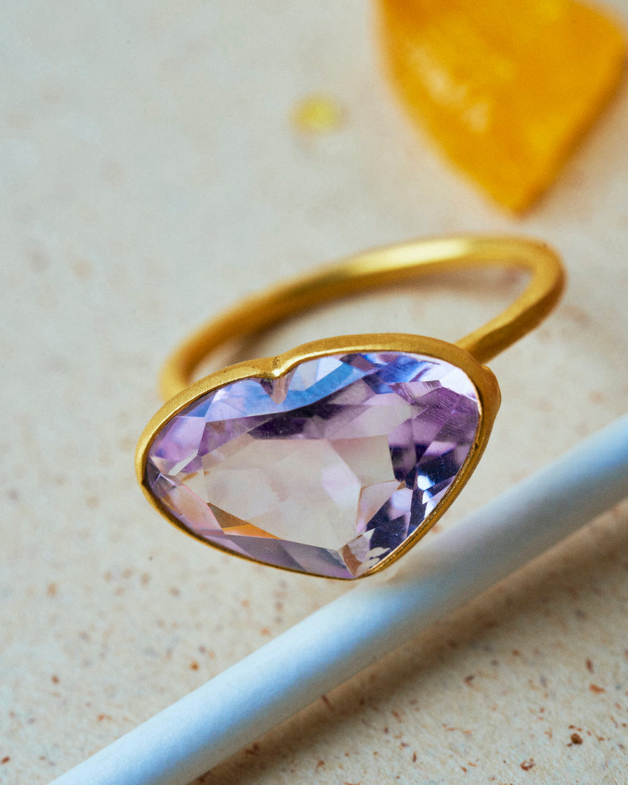 (ピンクアメジスト/gold)Ms.heart ring
