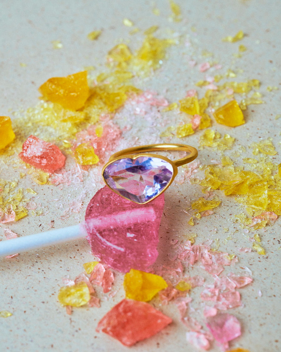 (ピンクアメジスト/gold)Ms.heart ring