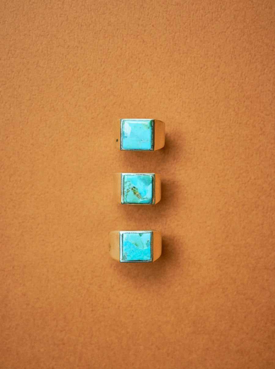 (Mojave turquoise/silver) unisex block ring