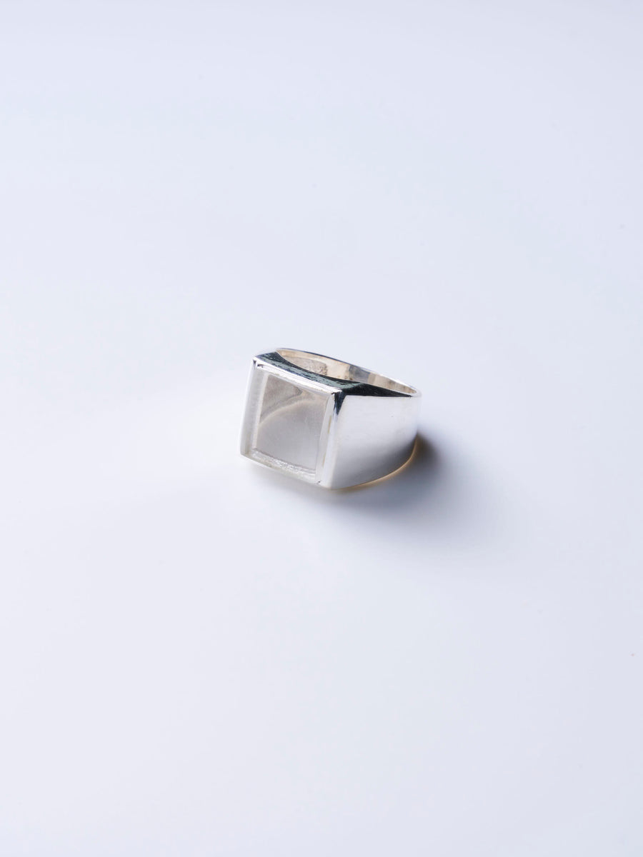 (クリスタル/silver) unisex block ring