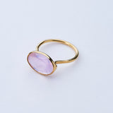 ローズクオーツ(gold)：oval flower ring