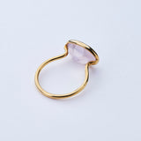 ローズクオーツ(gold)：oval flower ring