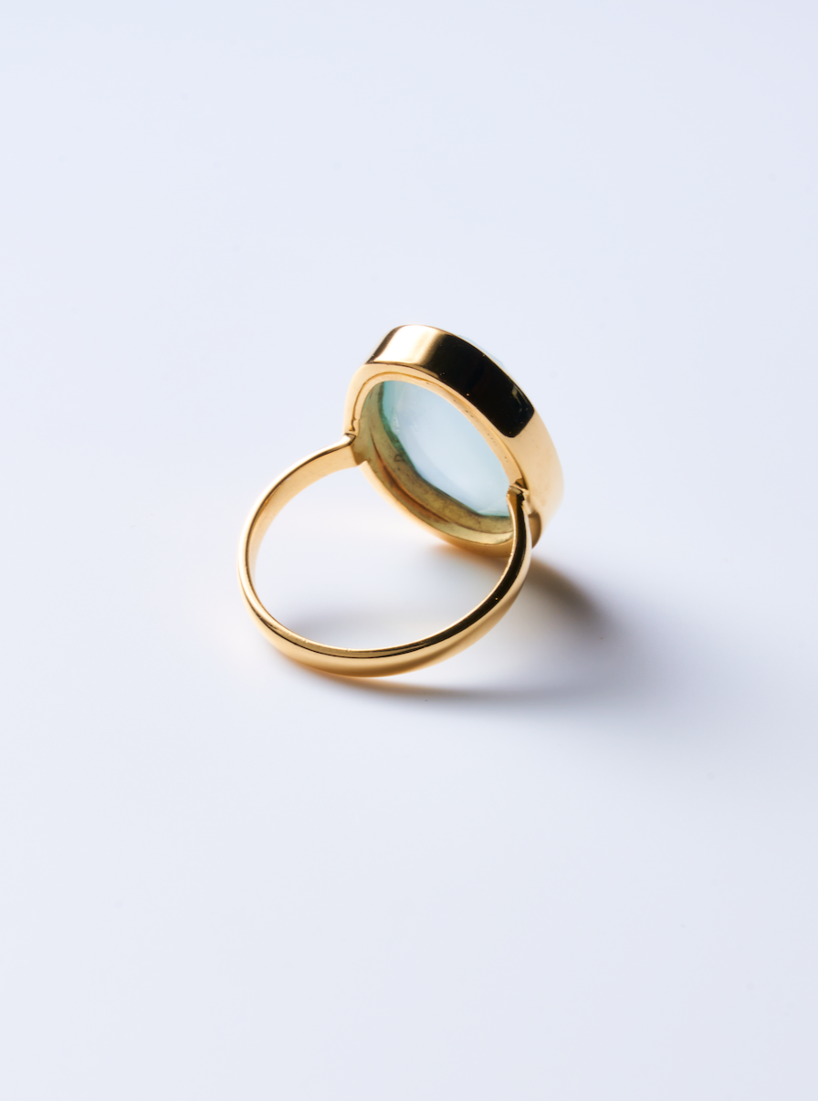 (Light blue chalcedony/gold) deformed ring
