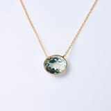 グリーンアメジスト(gold)：oval flower necklace