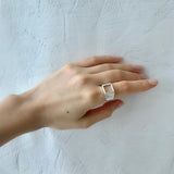(クリスタル/silver) unisex block ring