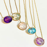 グリーンアメジスト(gold)：oval flower necklace