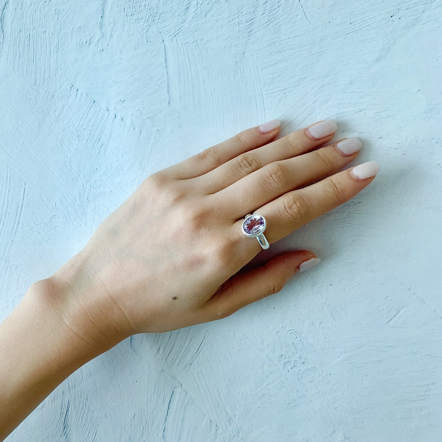 (ピンクアメジスト/silver) twinkle oval ring