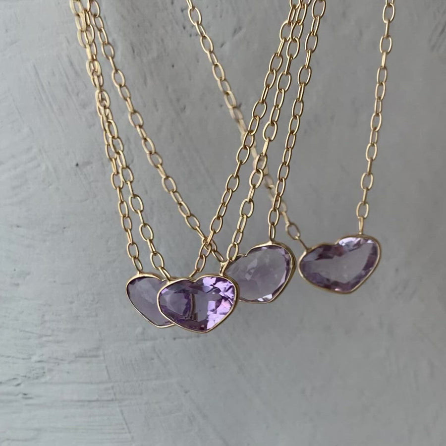 Pink amethyst (gold): Ms.heart necklace
