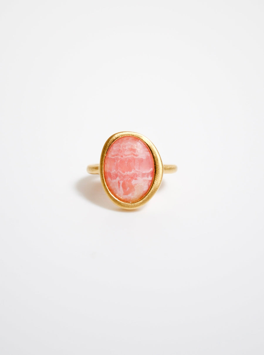 (Rhodochrosite/gold) ibitsu oval earcuff