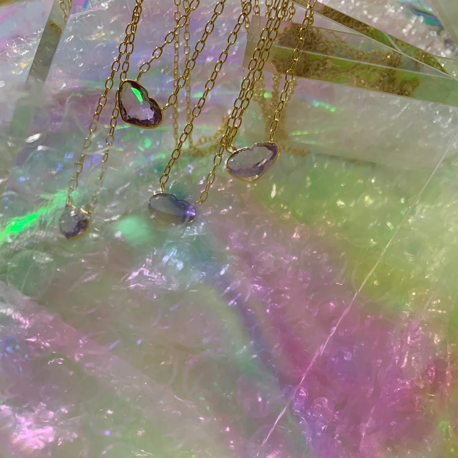 Pink amethyst (gold): Ms.heart necklace