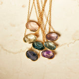 (アイオライト/gold) oval flower necklace