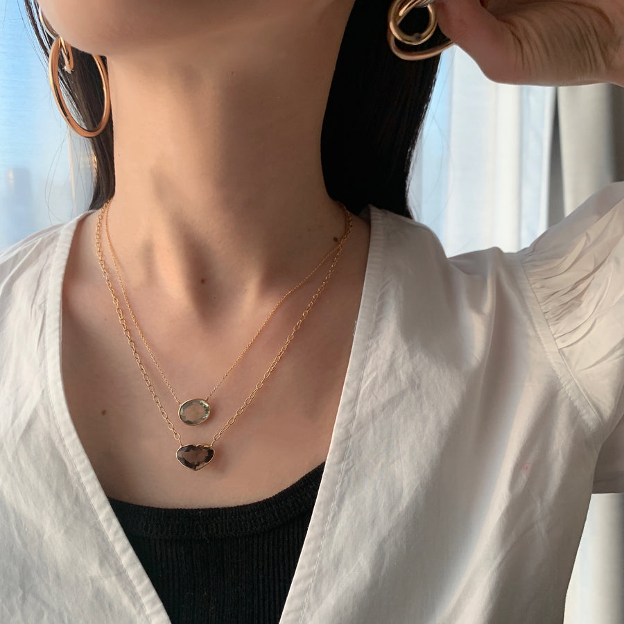 Smoky quartz (gold): Ms.heart necklace