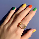 (ローズクオーツ/gold) unisex block ring