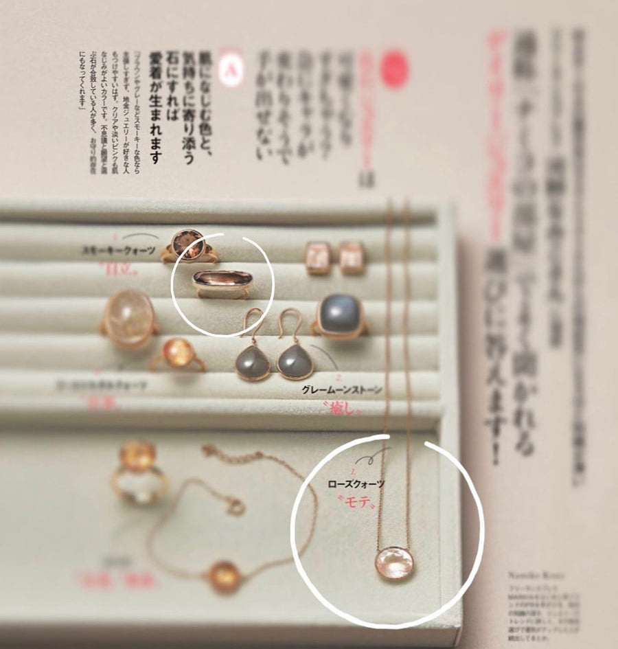 (ローズクオーツ/gold)：oval flower necklace