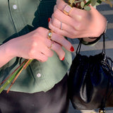 (ローズクオーツ/gold) unisex block ring