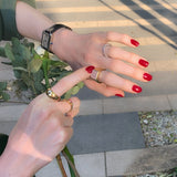 (ローズクオーツ/gold) unisex block ring