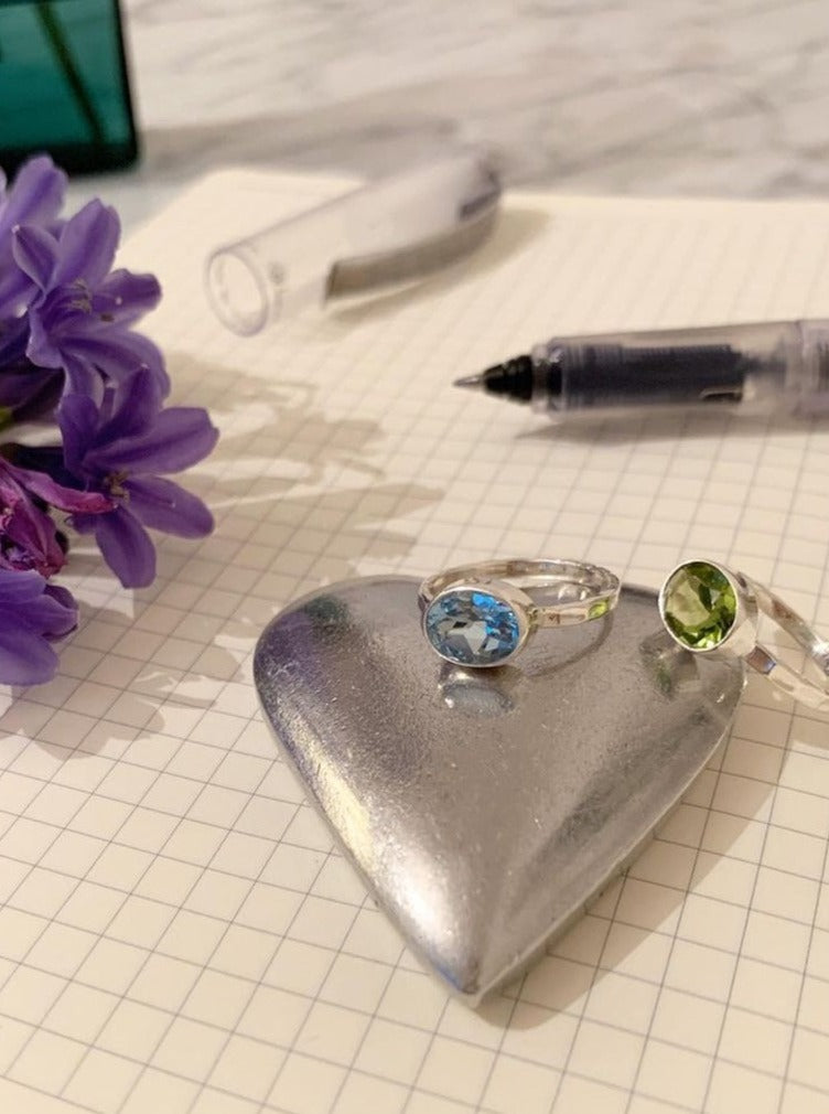 (Peridot/Silver) Hammer Horizon Ring