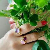 (ラベンダーアメジス/gold)square cabochon ring