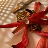 ローズクオーツ(gold)：oval flower ring